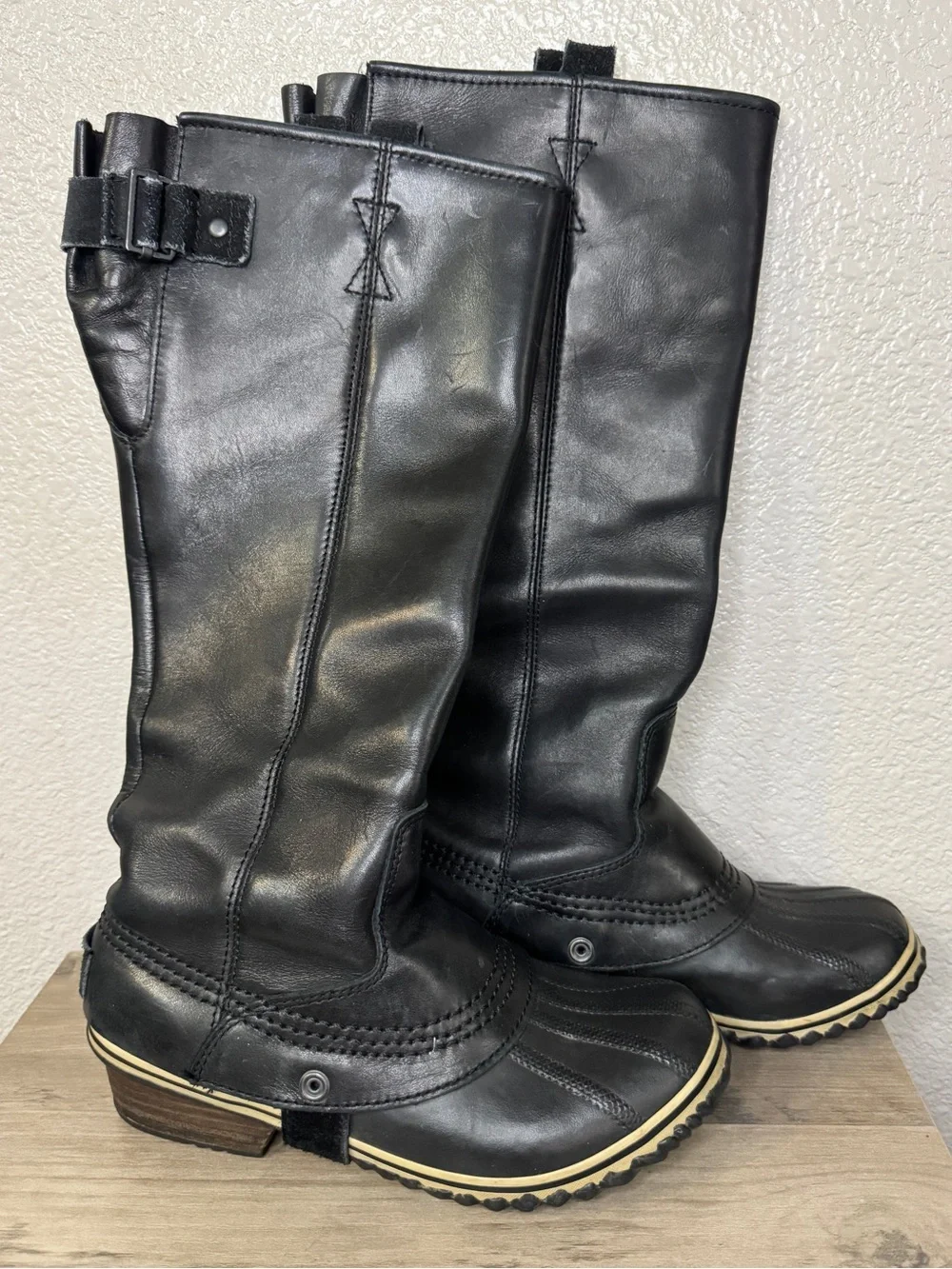 Sorel Slimpack Riding Tall II Black Leather Boots Women’s 7 Waterproof